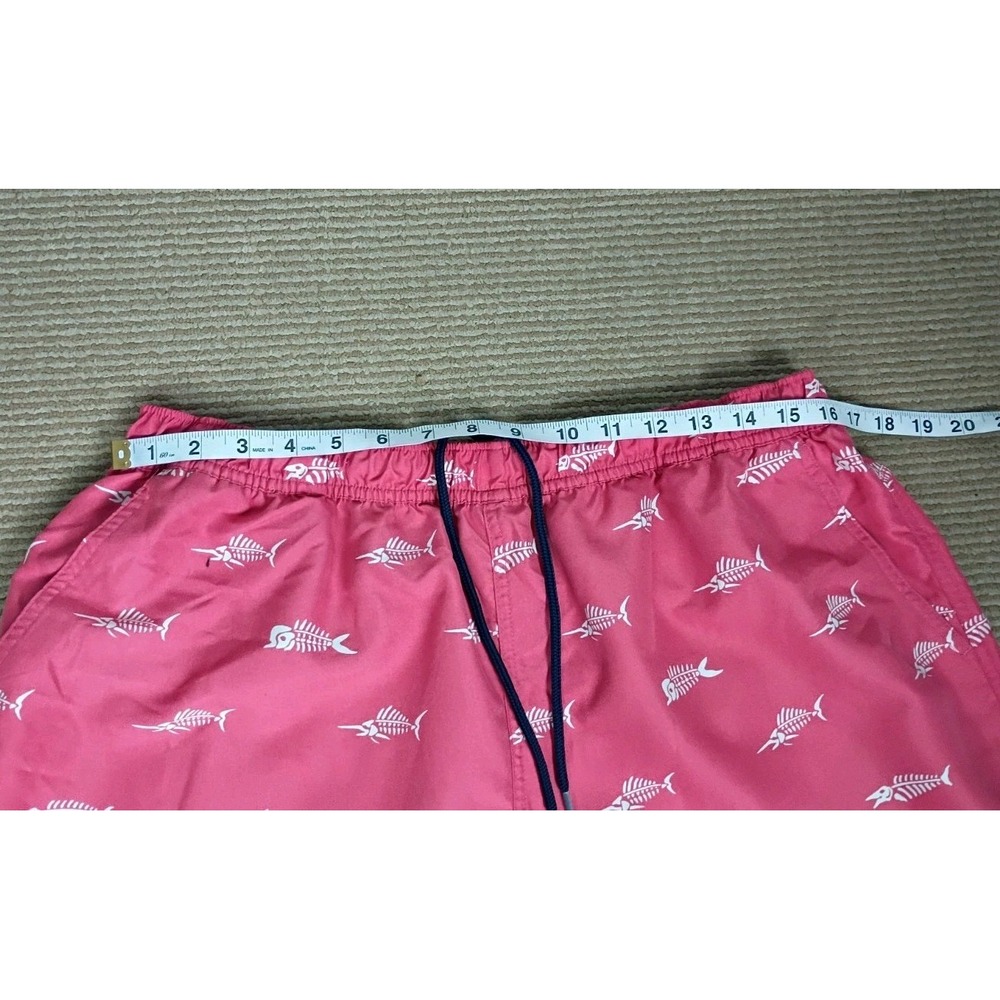 Vineyard Vines Fish Printed Swim Trunks Shorts Men's Size L Red Drawstring - Picture 3 of 10